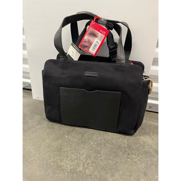 STORKSAK JULIETTE CANVAS BABY DIAPER BAG BLACK SK6389 NWT $195 - Picture 1 of 6